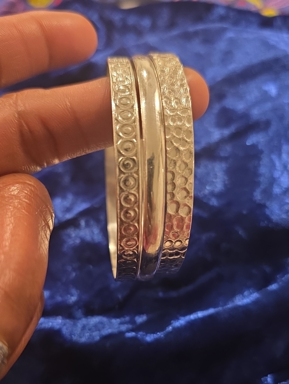 925 Sterling Silver Bangles Set Of Three Stackable Bangle Set - Ladies Size 8